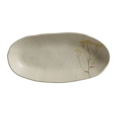 Porto Brasil Deep Oval Platter Large Stoneware 12.6 X 6.3" Campestre In Ivory