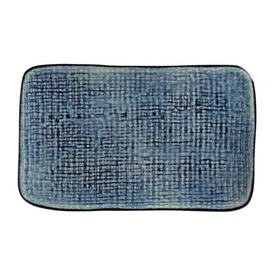 Porto Brasil Denim Commercial Dishwasher Safe 10.63'' Stoneware Sushi Plate , Set Of 4 In Blue