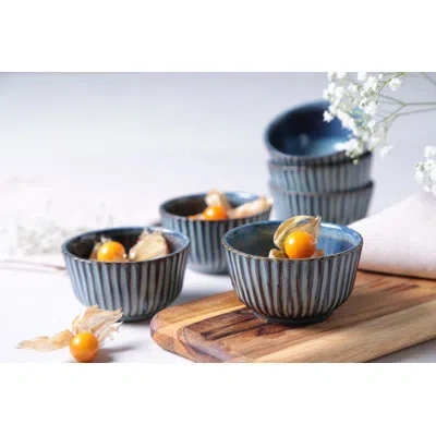 Porto Brasil Denim Commercial Dishwasher Safe 3.54'' Stoneware Bread And Butter Plate , Set Of 6 In Blue