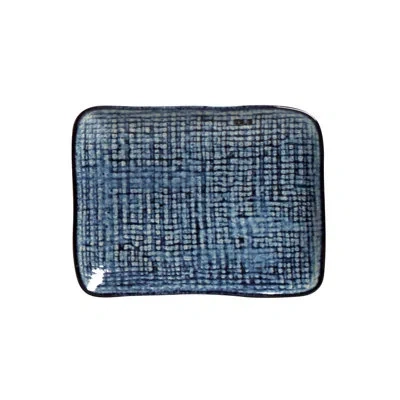 Porto Brasil Denim Commercial Dishwasher Safe 7.08'' Stoneware Sushi Plate , Set Of 4 In Blue