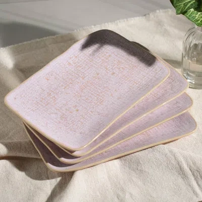 Porto Brasil Litchi Commercial Dishwasher Safe 10.63'' Stoneware Sushi Plate , Set Of 4 In Pink
