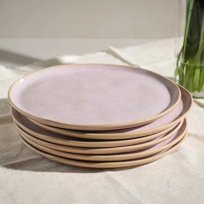 Porto Brasil Litchi Commercial Dishwasher Safe 10.8'' Stoneware Dinner Plate , Set Of 6 In Pink
