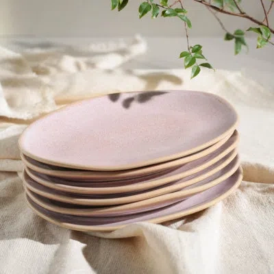Porto Brasil Litchi Commercial Dishwasher Safe 8.86'' Stoneware Salad Or Dessert Plate , Set Of 6 In Pink