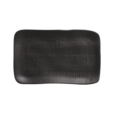 Porto Brasil Matte Black Commercial Dishwasher Safe 10.63'' Stoneware Sushi Plate , Set Of 4