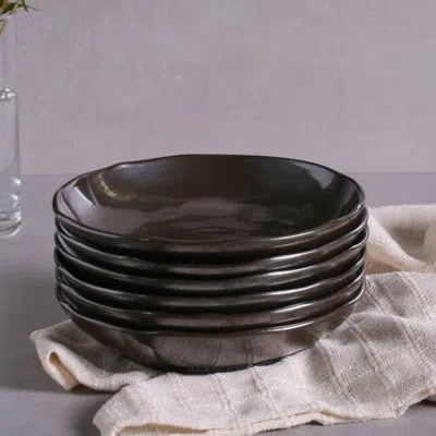 Porto Brasil Metallica Commercial Dishwasher Safe 9.84'' Stoneware Salad Or Dessert Plate , Set Of 6 In Silver
