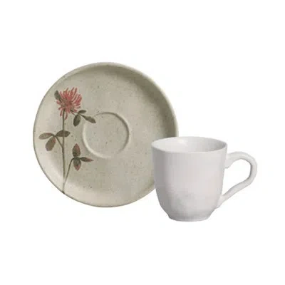 Porto Brasil Organic Expresso Coffee Cup And Saucer Stoneware 4.06 oz Campestre In Ivory