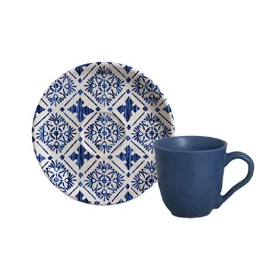 Porto Brasil Organic Expresso Coffee Cup And Saucer Stoneware 4.06 oz Maya In Ivory