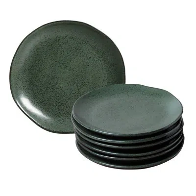 Porto Brasil Organic Stoneware Arauco Dessert, Appetizer Plate, 7.6" (set Of 6) In Green