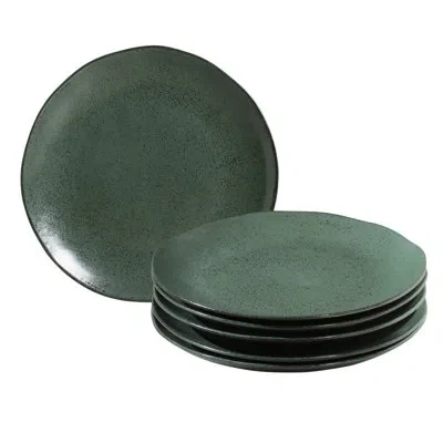 Porto Brasil Organic Stoneware Arauco Dinner Plate, 10.4" (set Of 6) In Green