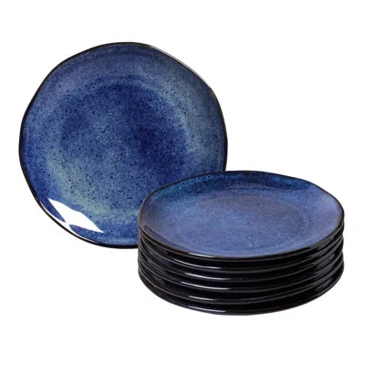 Porto Brasil Organic Stoneware Denim Dessert, Appetizer Plate, 7.6" (set Of 6) In Blue