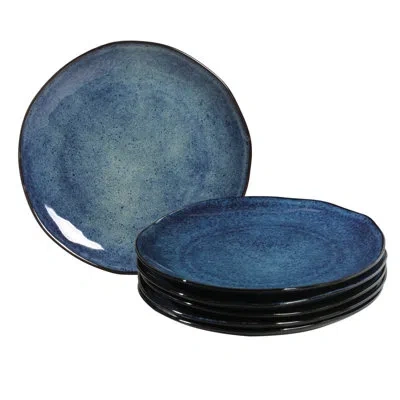 Porto Brasil Organic Stoneware Denim Dinner Plate, 10.4" (set Of 6) In Blue