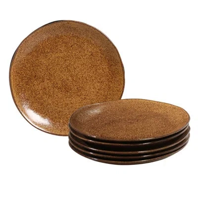 Porto Brasil Organic Stoneware Dijon Dinner Plate, 10.4" (set Of 6) In Brown