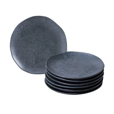 Porto Brasil Organic Stoneware Vanadium Dessert, Appetizer Plate, 7.6" (set Of 6) In Gray