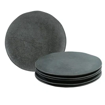 Porto Brasil Organic Stoneware Vanadium Dinner Plate, 10.4" (set Of 6) In Gray