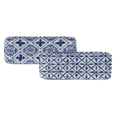 Porto Brasil Rectangular Platter Small Set Of 4 In Blue