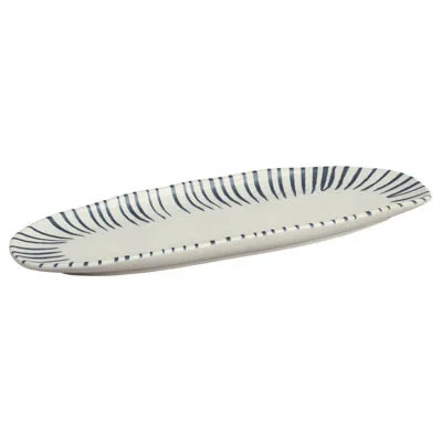 Porto Brasil Shallow Oval Platter Large 14.17 X 5.12" Elemento In Ivory