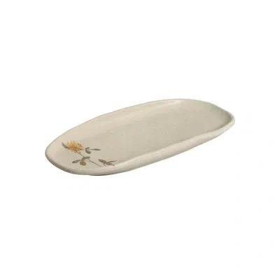 Porto Brasil Shallow Oval Platter Small 9.06 X 4.33" Campestre In Ivory