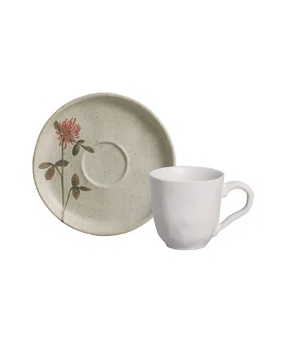 Porto Brasil Campestre Stoneware Coffee Cup And Saucer Set, Service For 6