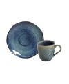 Porto Brasil Stoneware Coffee Cup And Saucer Set, Service For 6 In Denim
