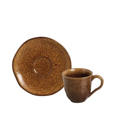Porto Brasil Stoneware Coffee Cup And Saucer Set, Service For 6 In Dijon