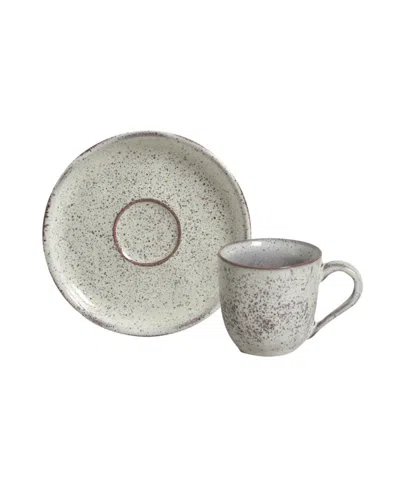 Porto Brasil Stoneware Coffee Cup And Saucer Set, Service For 6 In Gray
