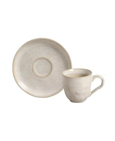 Porto Brasil Stoneware Coffee Cup And Saucer Set, Service For 6 In Latte