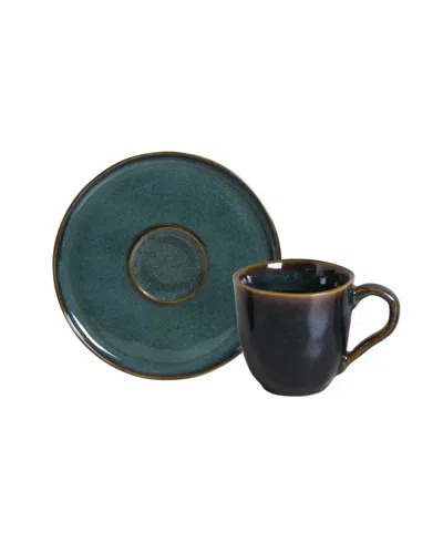 Porto Brasil Stoneware Coffee Cup And Saucer Set, Service For 6 In Oceano