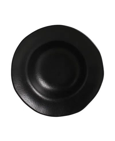 Porto Brasil Stoneware Deep Rim Dessert Plates, Set Of 4 In Matte Black