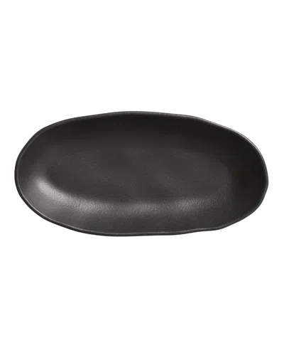 Porto Brasil Stoneware Large Deep Oval Platters, Set Of 4 In Matte Black