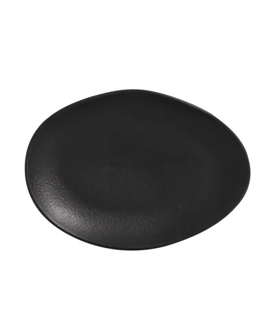 Porto Brasil Stoneware Oval Dessert Plates, Set Of 6 In Matte Black