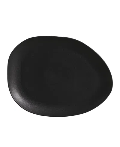 Porto Brasil Stoneware Oval Dinner Plates, Set Of 6 In Matte Black