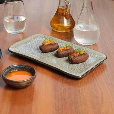 Porto Brasil Tourmaline Commercial Dishwasher Safe 10.63'' Stoneware Sushi Plate , Set Of 4 In Purple