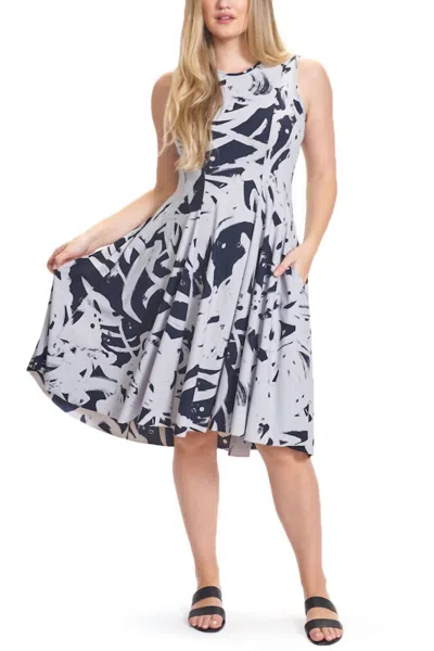 Porto Society Dress In Grey Multi In Gray