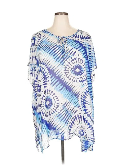 Pre-owned Portocruz Short Sleeve Blouse In Blue