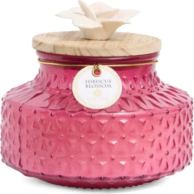 Portofino Candles Ceramic Top Garden Jar Candle In Pink