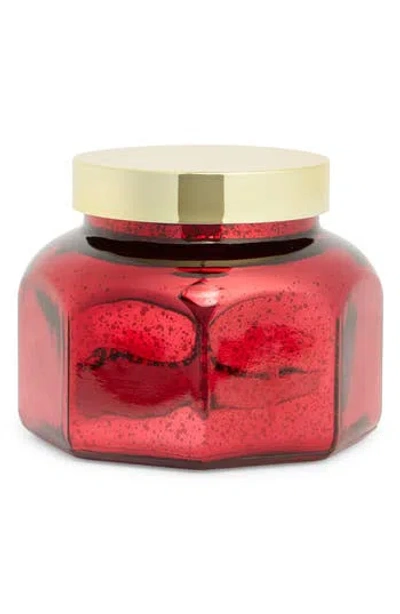 Portofino Candles Frosted Currant Berry Octagonal Glass Jar Candle In Red