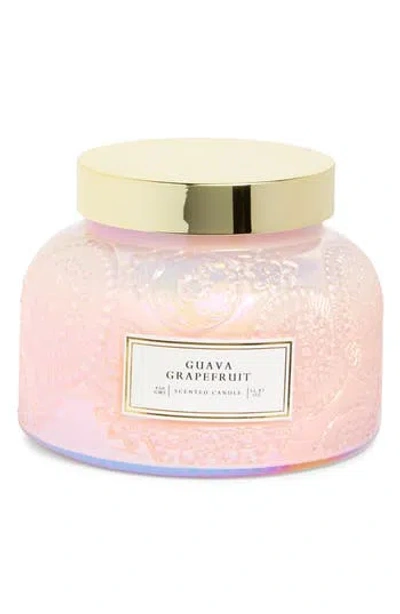 Portofino Candles Guava Grapefruit 16 Oz. Embossed Jar Candle In Pink