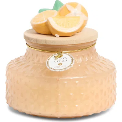Portofino Candles Papaya Citrus Ceramic Top Limited Edition Jar Candle In Orange Milk Glass