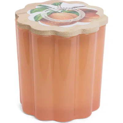 Portofino Candles Peach Nectarine Milkglass Flower Candle In Orange