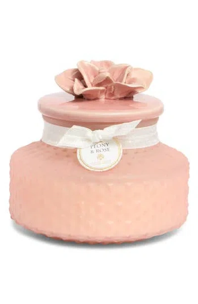 Portofino Candles Peony Rose Ceramic Topper 14 Oz. Candle In Pink