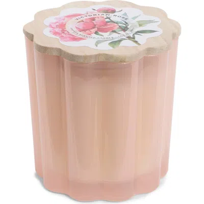 Portofino Candles Victorian Rose Milkglass Flower Candle In Pink
