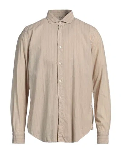 Portofiori Man Shirt Beige Size 17 Linen, Cotton