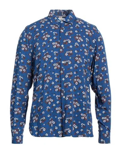 Portofiori Man Shirt Blue Size 15 Viscose