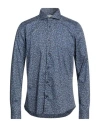 Portofiori Man Shirt Blue Size 17 Cotton, Elastane In Blue