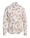 Portofiori Man Shirt Ivory Size 16 Linen, Cotton In White