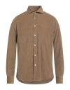 Portofiori Man Shirt Light Brown Size L Cotton