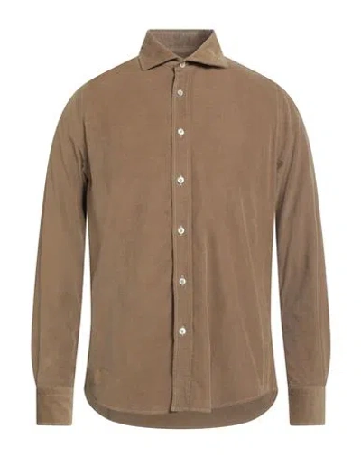 Portofiori Man Shirt Light Brown Size L Cotton