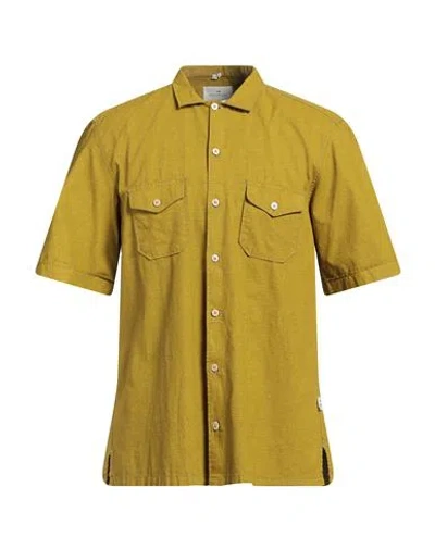 Portofiori Man Shirt Lime Green Size L Linen, Cotton