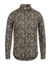 Portofiori Man Shirt Sage Green Size 17 Cotton, Elastane