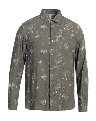 Portofiori Man Shirt Sage Green Size 17 Viscose